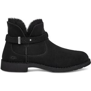 UGG Elisa Ankle Boots Classic Cutout Adjustable Buckle Sheepskin Suede Black 7